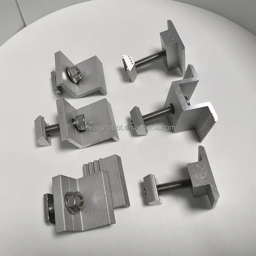 SOEASY Aluminum PV Racking Bracket Roof Mounting System Mid Clamp End Clamp for Solar Panel Easy Installation 25-Year Durability