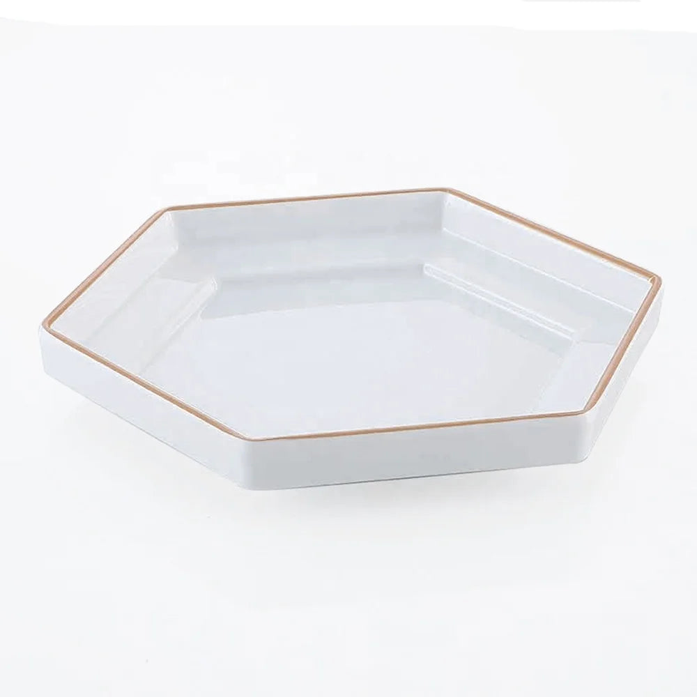 Unbreakable Restaurant Tableware Qualified LOGO Printing 11 Inch Irregular White Melamine Dinner Plate