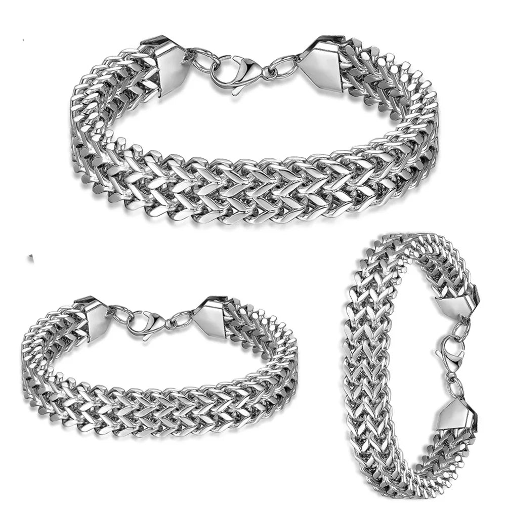 Fashion Trendy Stainless Steel Dragon Chain 5mm 10mm Wide 18cm and 21cm Long Jewelry Bracelet for Men Hip Hop Jewelry