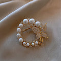 Luxury Beautiful Diamond Pearl Butterfly Brooches Fashion Elegant Birthday Christmas Gift Clothes Accessories Brooch