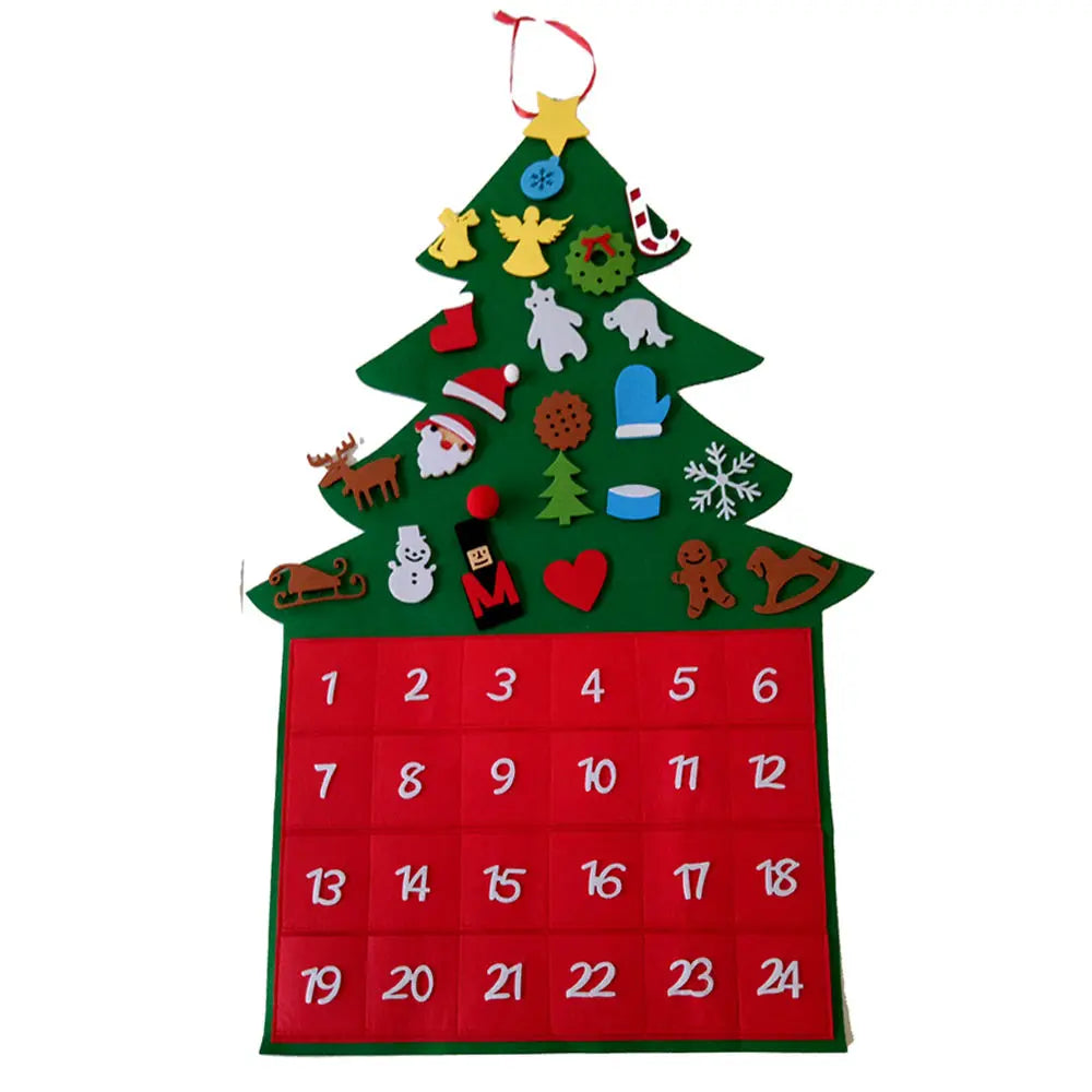 Cute Snowman Advent Calendar with Felt Christmas Tree Set