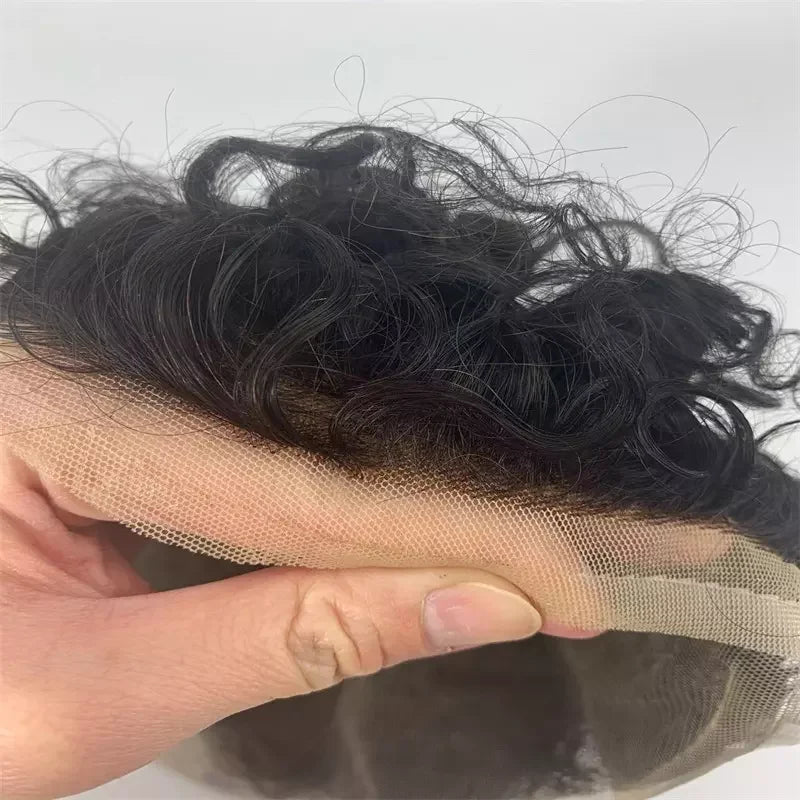 Natural Looking Fashion Handsome Men Curly Wig Full Lace Human Hair Short Men Wigs