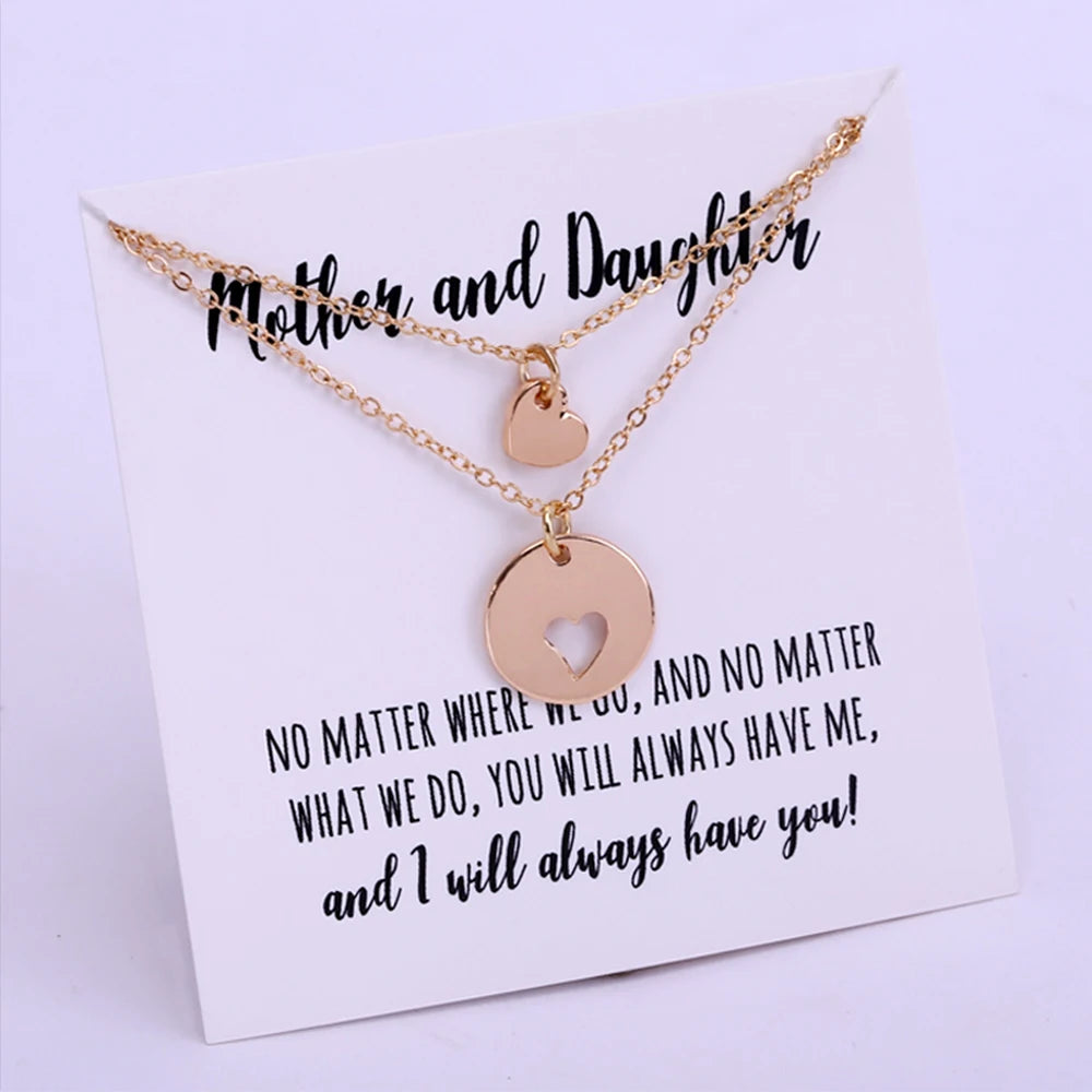 100 Designs 2pcs/set Mother's Day Gift for Mom Grandma Daughter Stainless Steel Silver 18K Gold Bar Disc Heart Jewelry Necklace