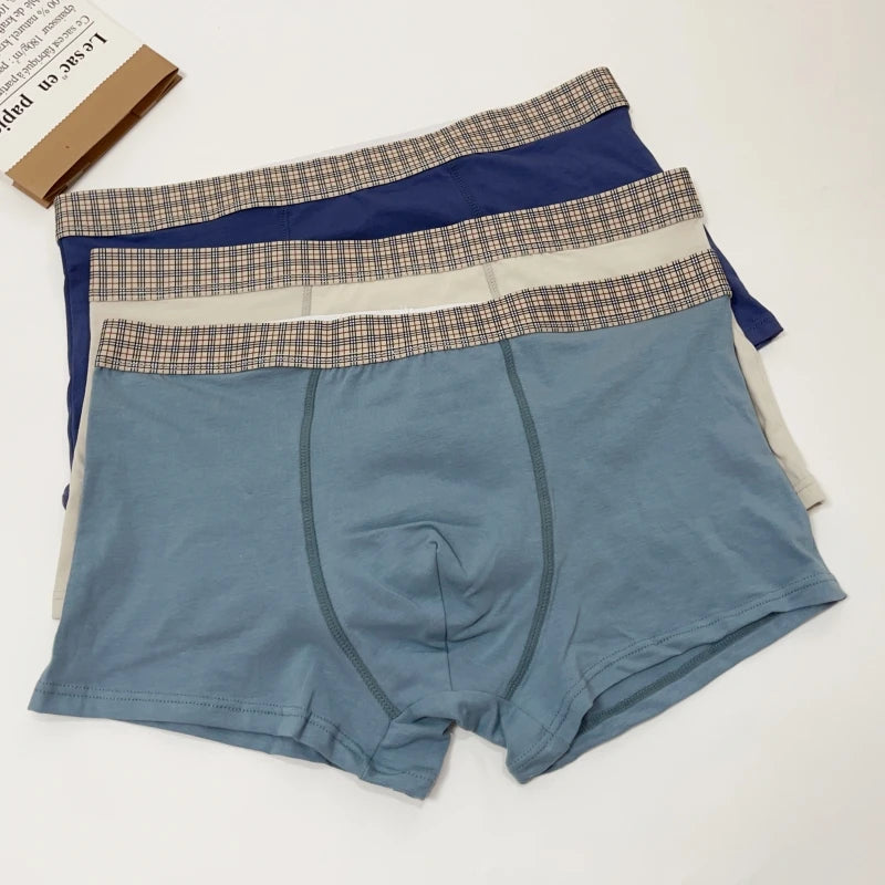 Men's Pure Cotton Boxer Breathable Mid-Waist Boxer Solid Color Warm-Change Underwear