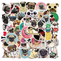 50Pcs Cute Cartoon Pug Dog PVC Decorative Stickers for Pet Bottle Laptop Phone Waterproof Funny Sticker