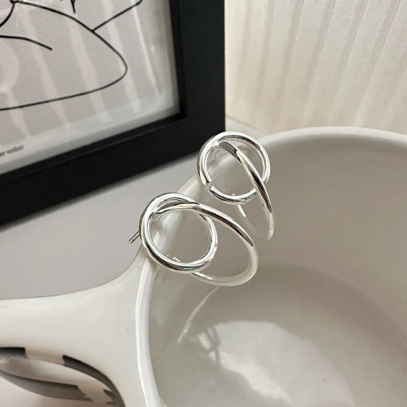 Fine Jewelry Earring for Women 925 Sterling Silver Minimalist Line Stud Earring