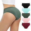 Classic Traceless Bonded Ice Silk Women's Panties Solid Color Mid Waist Lady Underwear