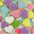 Colorful Heart Shaped Chenille Embroidered Iron on Applique Patch for T-Shirt Clothing Diy Design Patches