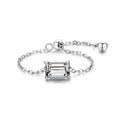 Sun Star Women's Trendy Minimalist Rhodium Plated 925 Sterling Silver Emerald Cut Zircon Engagement Party Wedding Fashion Chain