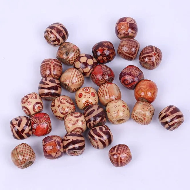100pcs Painted Wooden Hair Beads Spacer Round Big Hole Pony Beads Grade AAA Quality N.CCB Brand for Jewelry Making 10-17mm MegaBDM