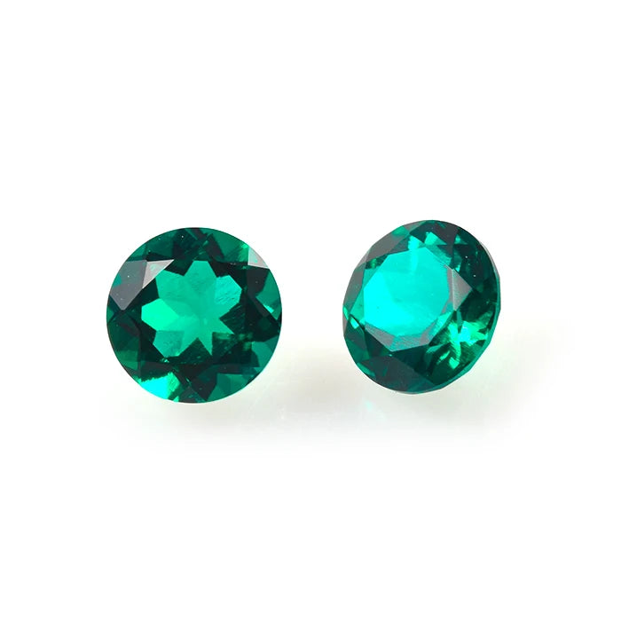 Hydrothermal Lab Grown Colombian Green Round Brilliant Cut Synthetic Zambian Emerald Loose Gemstone Beads for Jewelry Making