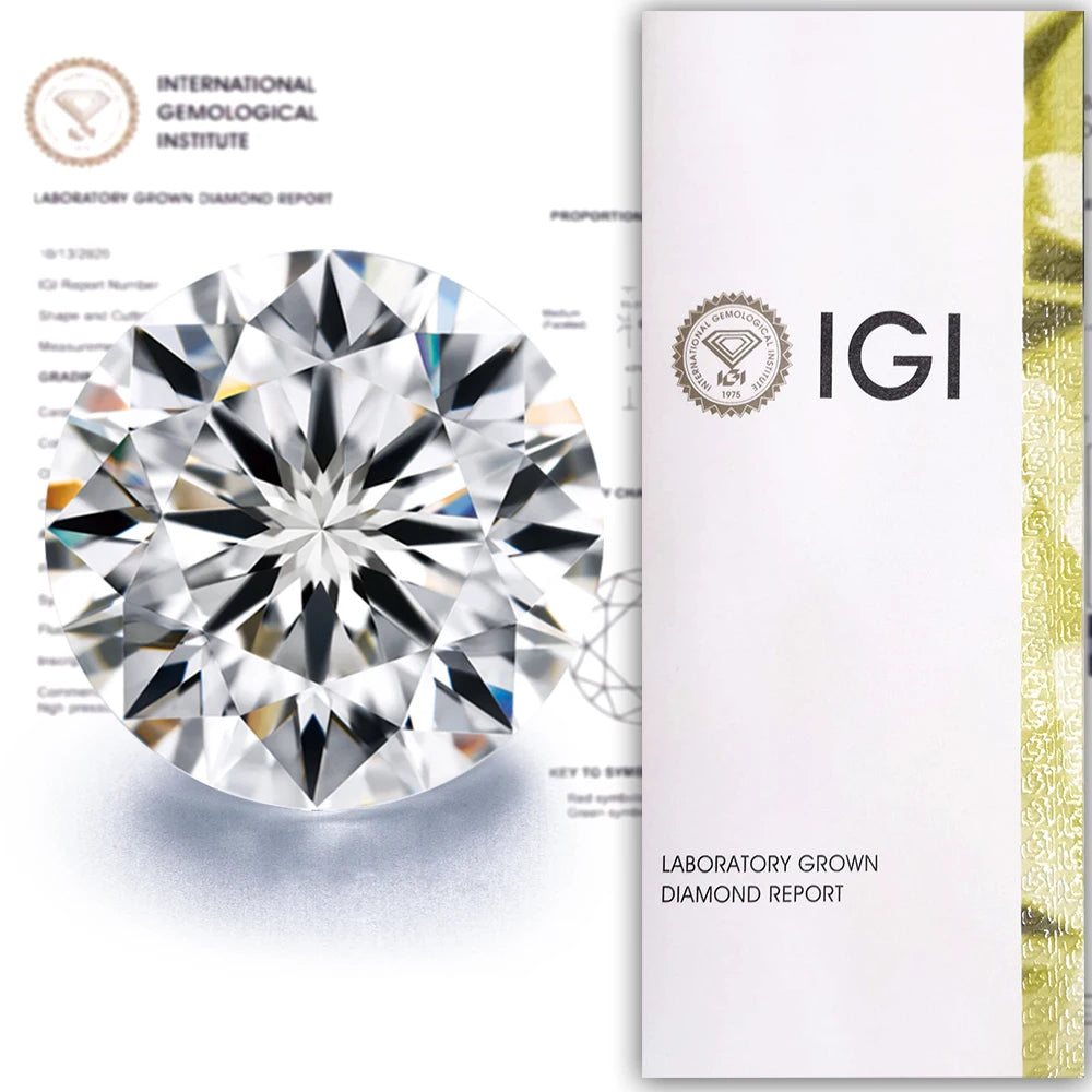 International IGI Certificate 1ct 1.5ct 2ct 3ct 4ct 5ct Wholesale Excellent Round Cut Lab Diamond HPHT CVD Lab Grown Diamond