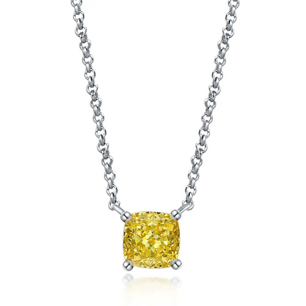 Dainty 7mm*7mm radiant cushion cut pink zirconia diamond chocker 925 sterling silver necklace
