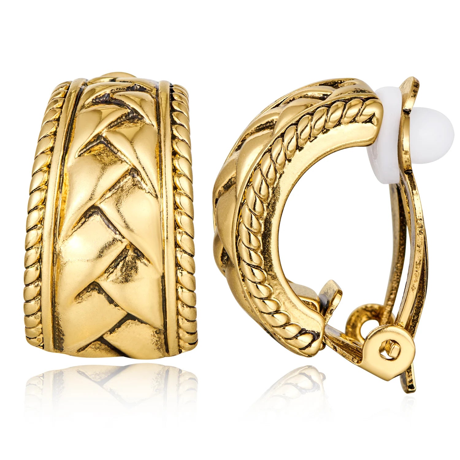 Wholesale Price Brass Antique Gold Plated No Piercing Ear Clip on C-shape Chunky Hoop Earring Woman