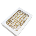 Bulk Wholesale Trendy Fashion Jewelry Rhinestone Stainless Steel Finger Ring for Woman Golden 4mm 36PCs/Box 1518011
