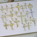 CZ8800 New Dainty Shiny 18k Gold Cz Paved Diamond Cross Charmcubic Zirconia Cross Charm Christian Religion Baptism Pendants