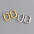Hot Sale Geometric Oval Shape 18k Gold 925 Sterling Silver Fashion Huggie Hoop Earring for Women