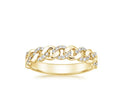 Classic Half Eternity Link Chain Micron Pave CZ 18K Gold Plated Stacking 925 Sterling Silver Women's Rings