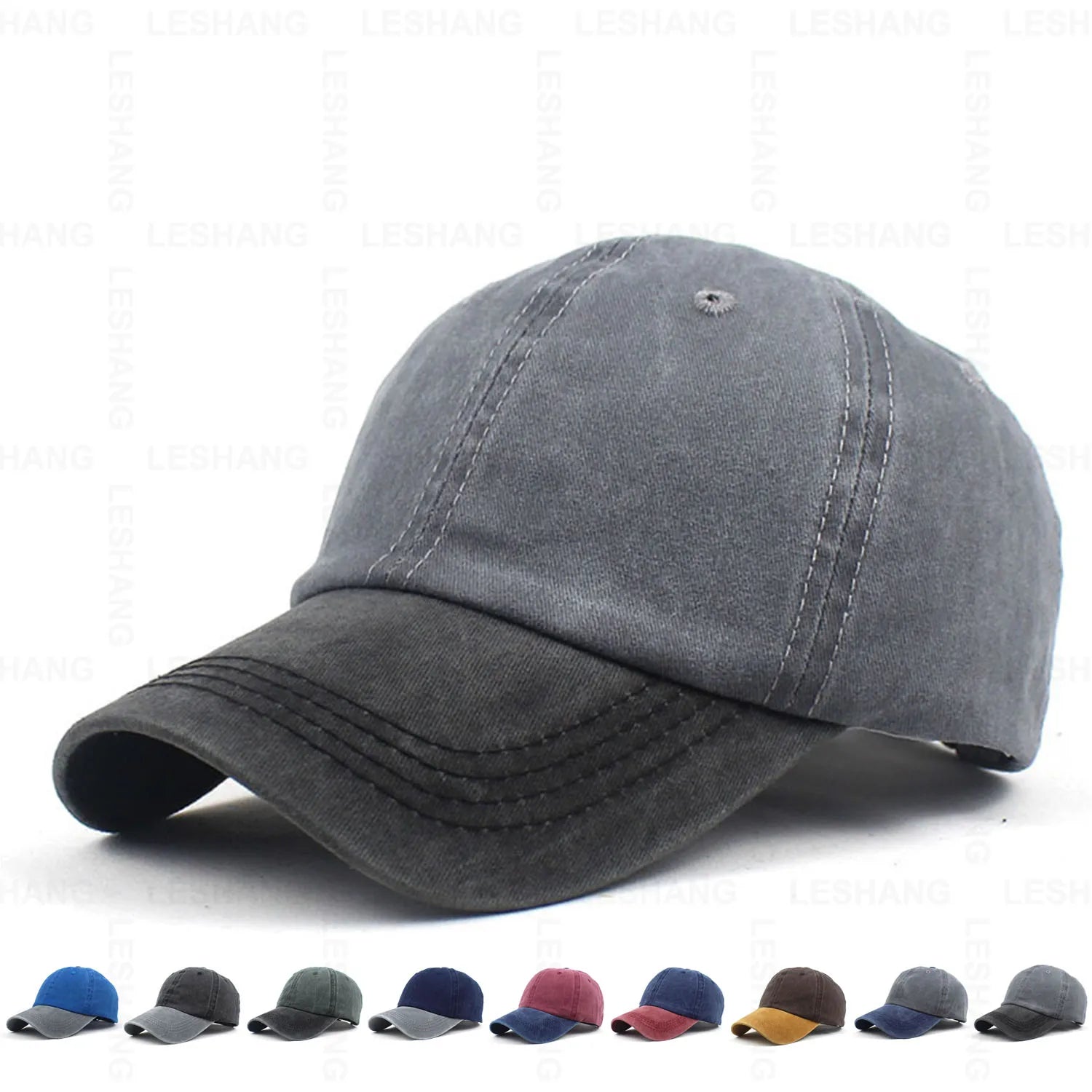 Factory Direct Custom Embroidery Logo 6 Panel Vintage Unstructured Dad Hats Blank Two Tone Wash Distressed Cotton Baseball Caps