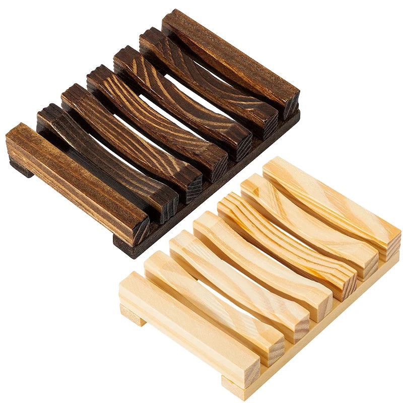 Bathroom Modern Wooden Bamboo Rectangle Plat Dry Cleaning Shower Dish Storage Holder Soap Tray