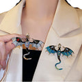 Colorful Zircon Enamel Flying Dragon Brooch Suit Scarf Brooch Diamond Inlaid Animal Brooch