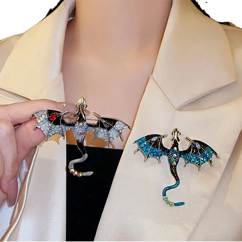 Colorful Zircon Enamel Flying Dragon Brooch Suit Scarf Brooch Diamond Inlaid Animal Brooch