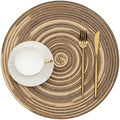 Round Placemats Set of 6 Washable 15 Inch Variegated Braided Place Mats Kitchen Table Mats