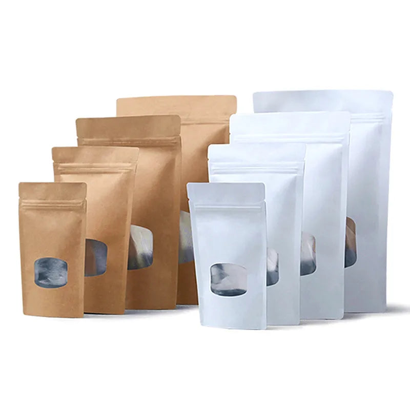 Environmental Friendly Disposable Kraft Paper Laminated Ziplock Food Packing Bag