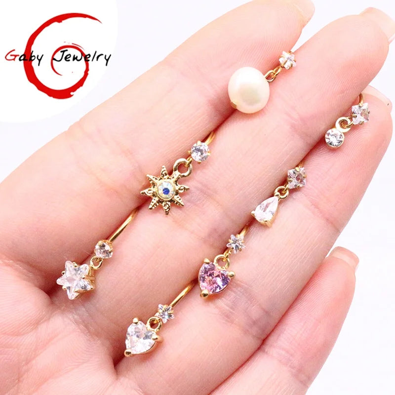 Gaby New Sale Body Jewelry Stainless Steel Gold-Plated Nose Ring Bling Dangle Nose Hoop Piercing for Women for Weddings