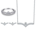 Classic Silver Jewelry Set Rhodium Plated Round Cut White Zirconia Ring Necklace Earrings Women Jewelry Sets for Party