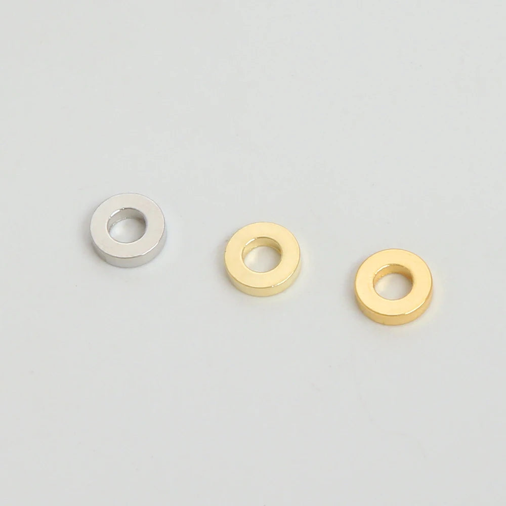DIY Ornament Strong Color Retention Brass Spacer Beads 18K Gold Plated Scattered Beads 6mm Large Hole Round Gasket for Jewelry