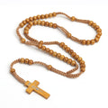 Fashion Handmade Natural Wood Beads Prayer Bracelet Religion Cross Pendent Bracelet Muslims Cross Pendent Beads Bracelet Jewelry