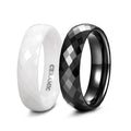 Somen 4mm/6mm Black and White Ceramic Rings for Women Rhombic Unique Shape Laser Fashion Party Rings Blank Wholesale