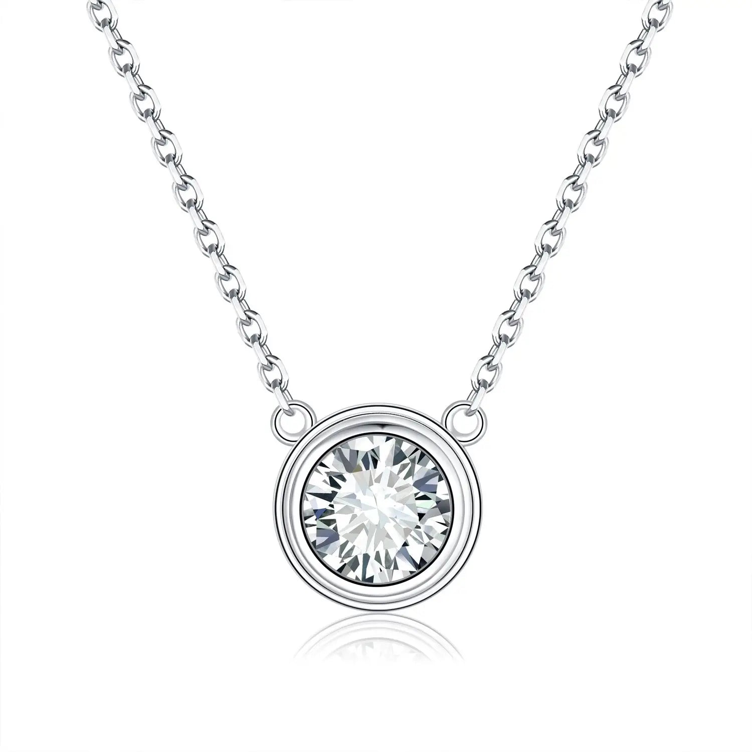 Wholesale Price Starsgem Moissanite Jewelry S925 Plated White Gold Women Necklace 0.5CT 1CT DEF VVS Round Moissanite Gemstone