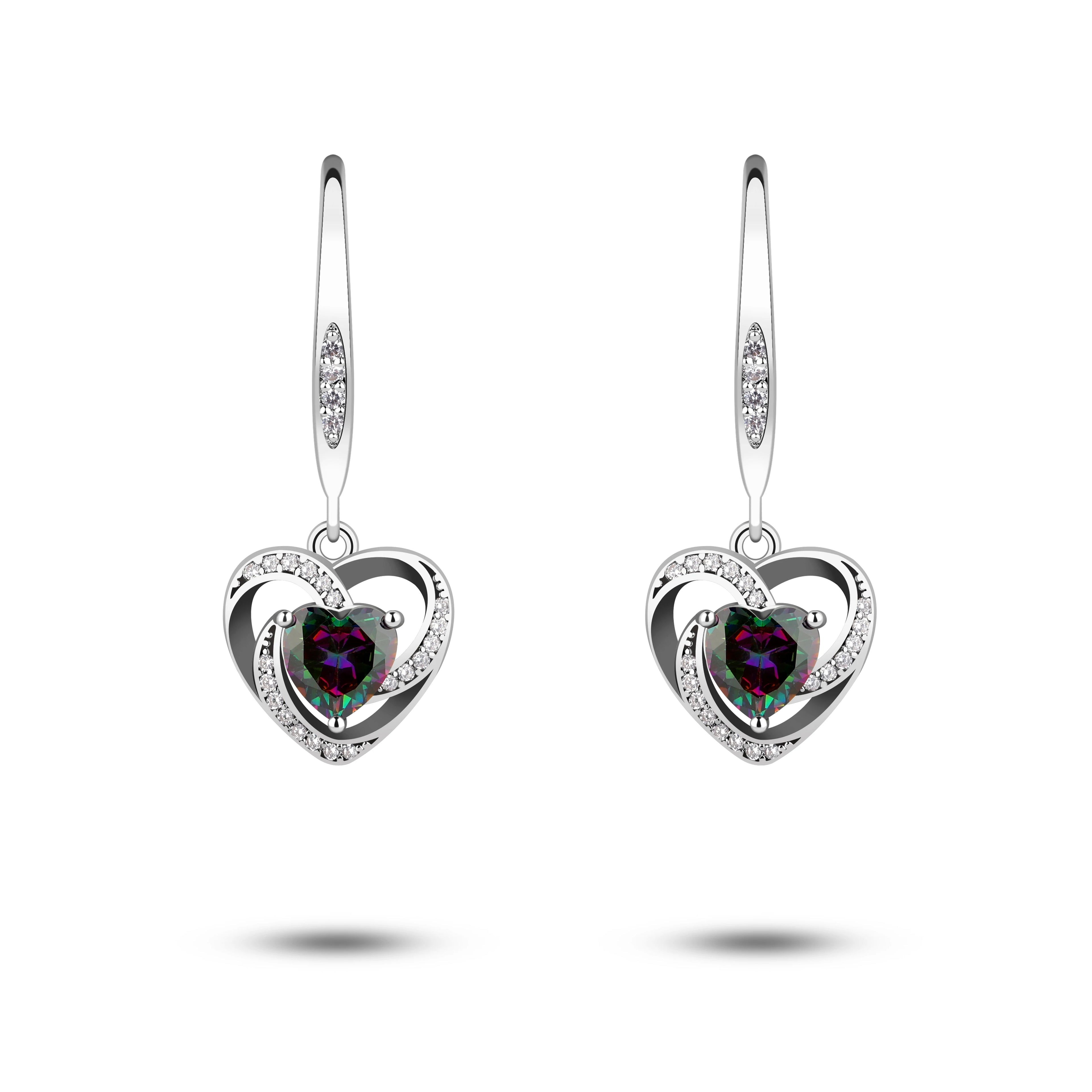 Simple 925 Sterling Silver Heart Earrings Wholesale Silver Jewelry Paw Gem bar Earrings with Low Price