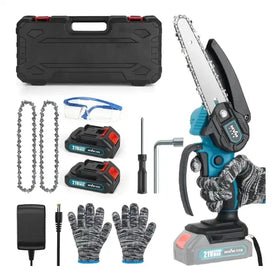 Mini Chainsaw 6 Inch Kit Handheld Saw Battery Powered Cordless Wood Saw Machines with 2 Batteries and Charger for Tree Trimming