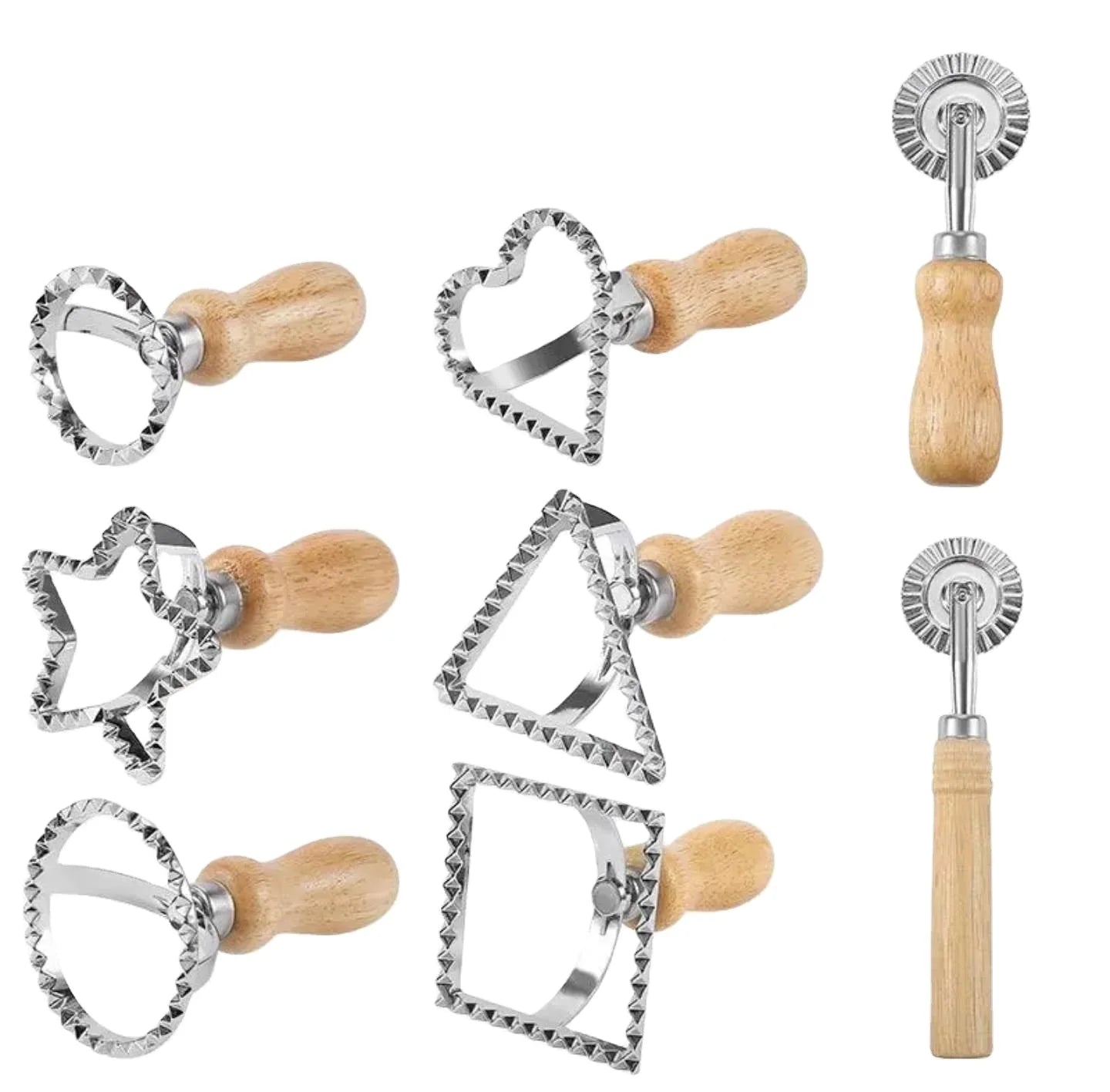 Household Wooden Cookie Cutter Press Mold Pastry Cake Dim Sum Gadget with Oak Handle Kitchen Pie Cutter Baking Pastry Tool Set