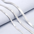 Hot Selling Fashion Jewelry 925 Sterling Silver Herringbone Chain Choker Plain Flat Soft Snake Chain Necklace 2mm 2.5mm 3mm