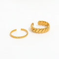 High End 18K Plain Gold Statement Open Rings Stainless Steel Trendy Simple Gold Plated Jewelry