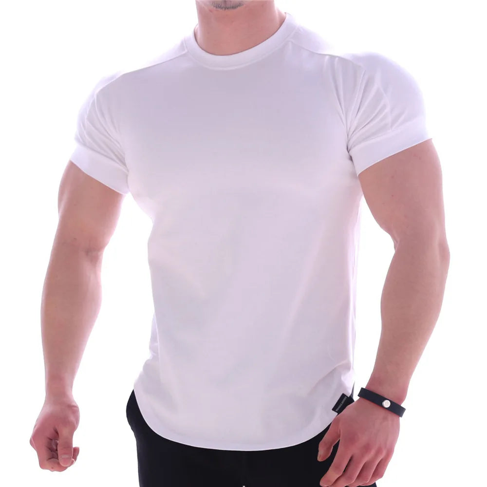 Wholesale Polyester Spandex Men's Muscle Dry Fit Running Workout Sport Gym T-shirt