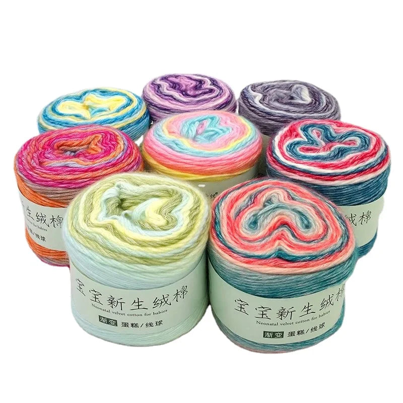 China Wholesale Gradient Cake Yarn Fancy Knitting Yarn for Crochet Sweater Hat Scarf High Strength Cotton Blended Dyed Pattern
