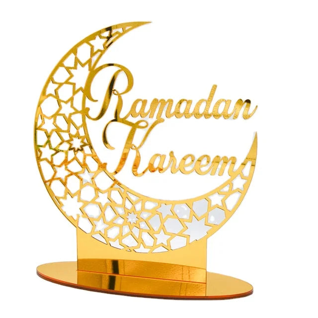 EID MUBARAK Acrylic Ornament Table Decoration Moon Star Desktop Ornaments Home Ramadan Decoration 2023