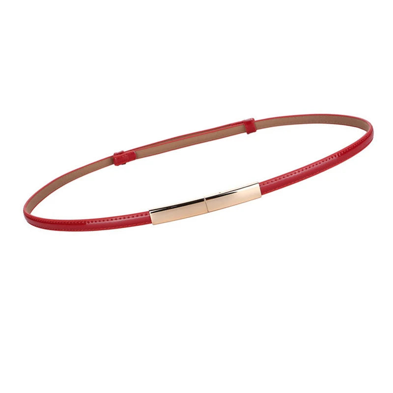 Ladies Fashion Genuine Leather Belt Str Thin Decorated Simple Leather Belt With Dress Shirt Waist Chain Belt
