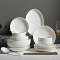 Custom White Tableware Wedding Gift Embossed Ceramic Dinner Set 46pcs Porcelain Dinnerware Sets