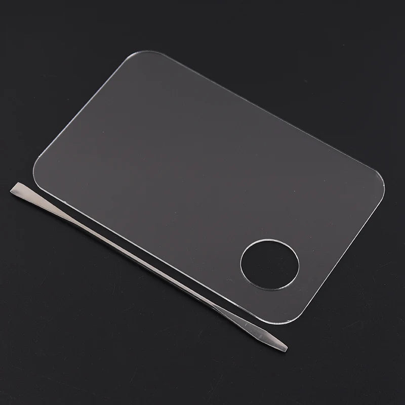 Factory Price Large Size Metal Spatula Rectangle Acrylic Mixing Palette for Makeup