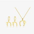 FUAMAY Classic 925 Sterling Silver 18K Gold Plated Horseshoe Four Leaf Jewelry Set Ldeal for Daily Wear & Gifts Earrings Collar