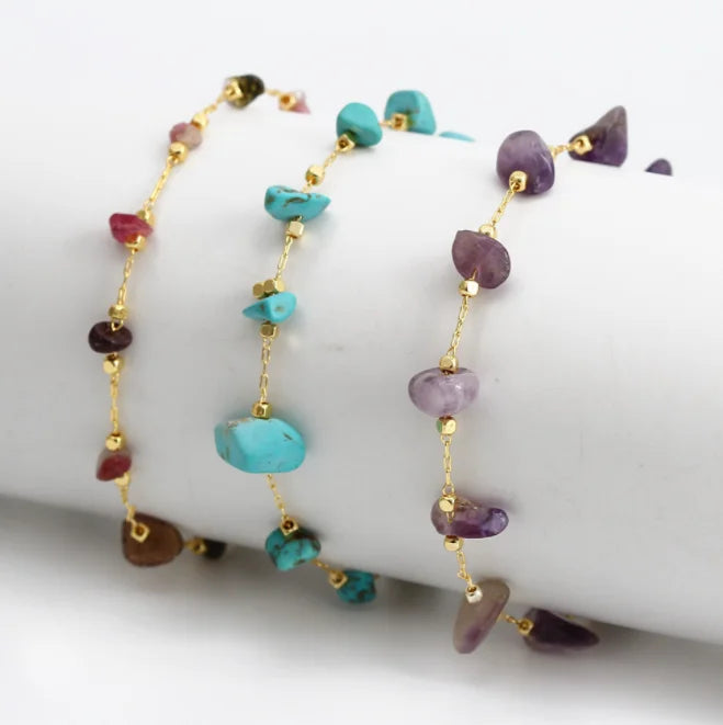 Selling Crushed Stone Anklet Female Fashion Bohemian Natural Stone Anklet Bracelet Jewelry