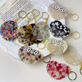 Qianjin Custom Logo Portable Acetate Heart Comb Keychain Pendant Creative Cute Makeup Bangs Comb for Hair Accessories