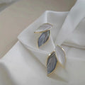 Korean Arrival Metal Trendy Fresh Lovely Sweet Grey Leaf Stud Earrings for Women Fashion Water Droplets Heart Jewelry Girl Gift