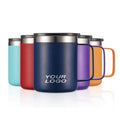 Custom Logo Printed Coffee Mugs Cup Double Wall Stainless Steel Travel Sublimation Tumbler 12oz Travel Tumbler Cup With Handle